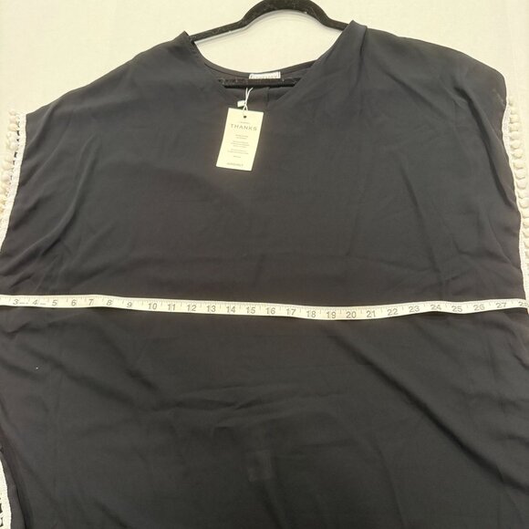 Adreamly Women’s Black Tassel Swimsuit Cover-Up NWT Pom Pom Trim vacation tropic - Picture 2 of 3